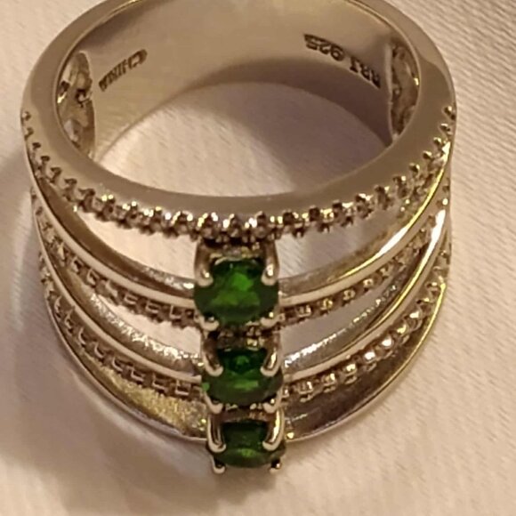 .87ctw Russian Chrome Diopside w/.45ctw White Zircon Sterling Silver ring Size 7 - Picture 9 of 16